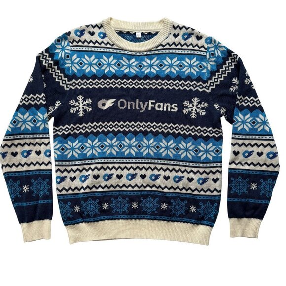 Other - ONLY FANS Festive Holiday Scandinavian Snowflake Sweater Blue White